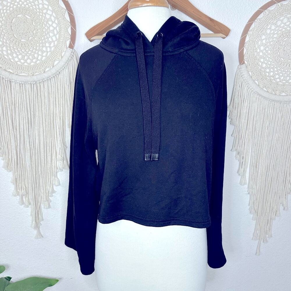 Athleta black crop hoodie sweatshirt large